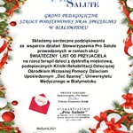 Dyplom - podziękowanie dla Grona Pedagogicznego od Fundacji Pro Salute.