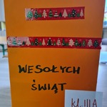 Kartka świąteczna wykonana ręcznie przez uczniów.