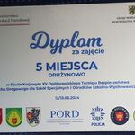 Dyplom z udział drużyny naszej szkoły w turnieju.
