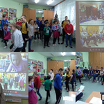 KOLAŻ - uczniowie podczas spotkania integracyjnego w ramach innowacji pedagogicznej 