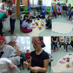 KOLAŻ - uczniowie podczas spotkania integracyjnego w ramach innowacji pedagogicznej 